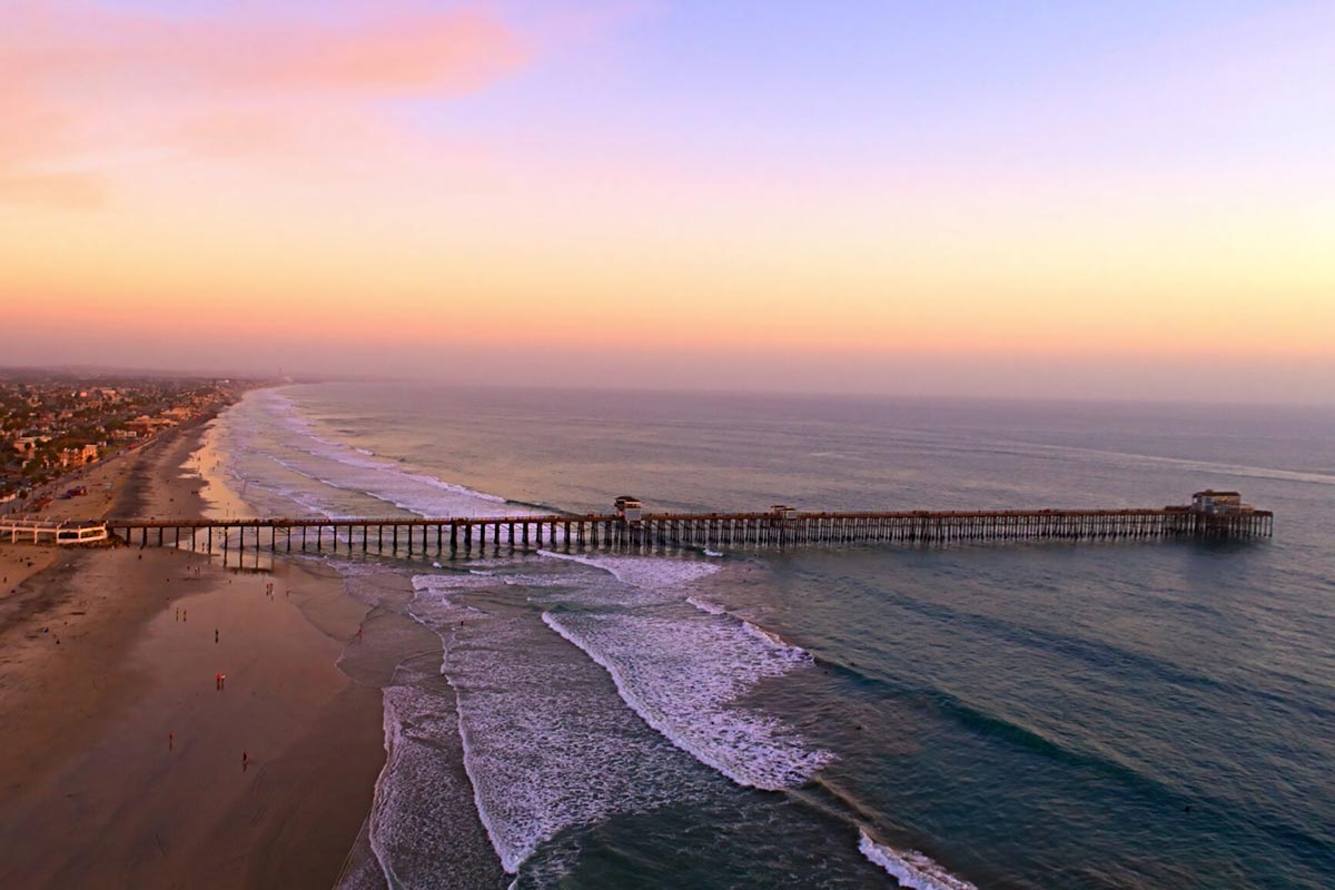 Sunset over the pier in Oceanside, CA